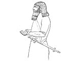 Assyrian soldier wearing a sword